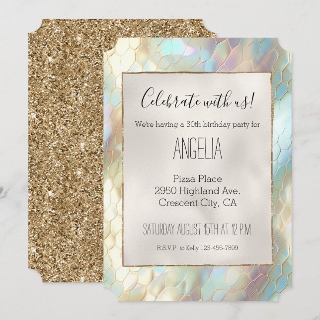 Invitación Serpiente Acuática Perla (Anverso / Reverso)