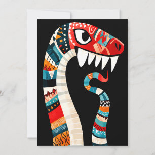 Invitación Serpiente con estampado tribal con colores audaces
