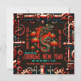 Invitación Serpiente de Año Nuevo Chino Steampunk