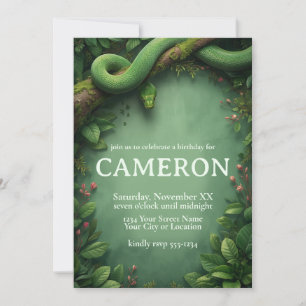 Invitación Serpiente de árbol verde de la selva tropical en l