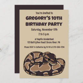 Invitación Serpiente de Ball Python, marrón y tan personaliza