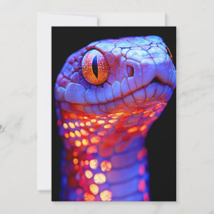 Invitación Serpiente de neón brillante con ojos hipnóticos y 