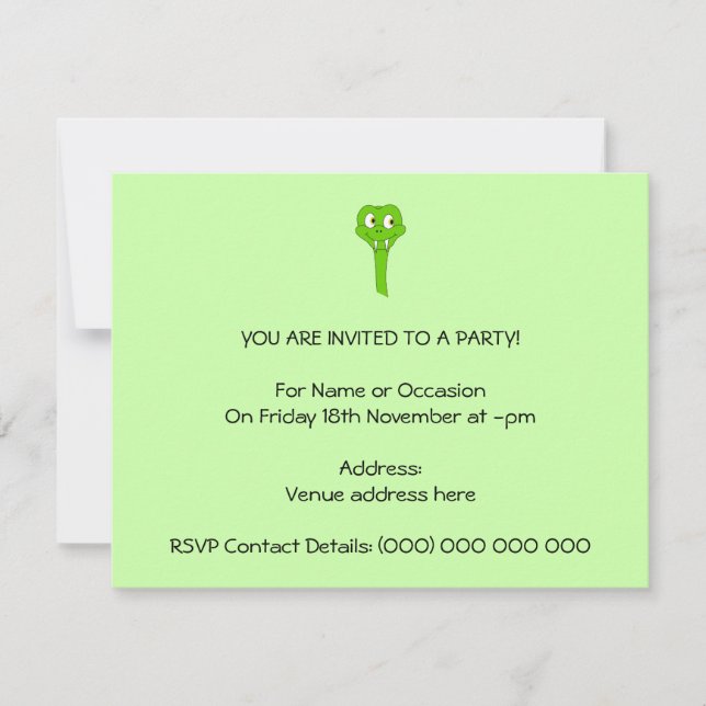 Invitación Serpiente del dibujo animado (Anverso)