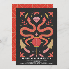 Invitación Serpiente Roja 2025 Fiesta de Año Nuevo lunar/chin