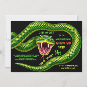 Invitación Serpiente Verde Espantosa Fiesta de Halloween