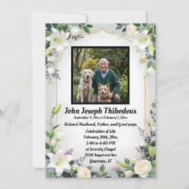 Invitación Servicio conmemorativo de flores blancas Celebraci