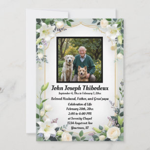 Invitación Servicio conmemorativo de flores blancas Celebraci