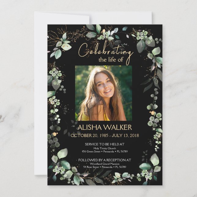 Invitación Servicio conmemorativo de fotografías de follaje n (Anverso)