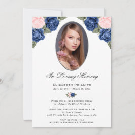 Invitación Servicio conmemorativo de fotos florales de plata 