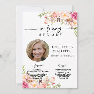 Invitación Servicio conmemorativo del funeral de Rubor Boho P