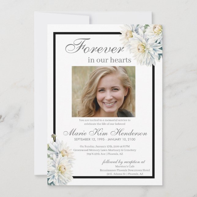 Invitación Servicio conmemorativo del funeral del Crisantemo  (Anverso)