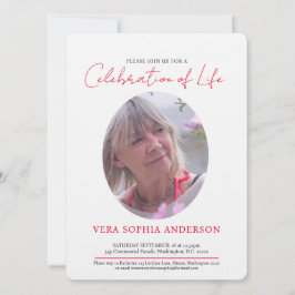 Invitación Servicio conmemorativo foto ovalada de corazón bla