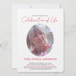 Invitación Servicio conmemorativo foto ovalada de corazón bla