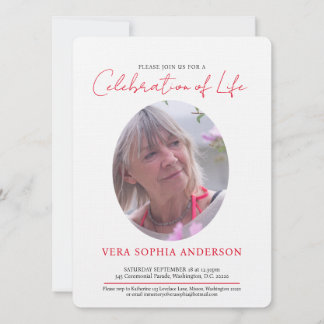 Invitación Servicio conmemorativo foto ovalada de corazón bla