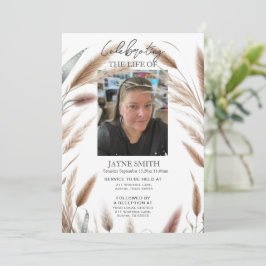 Invitación Servicio conmemorativo fúnebre botánico moderno e-