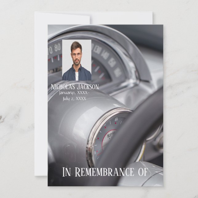 Invitación Servicio conmemorativo invita a vehículos de autos (Anverso)
