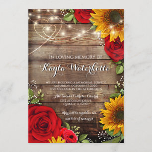 Invitación Servicio conmemorativo Muerte de girasol y Rosas