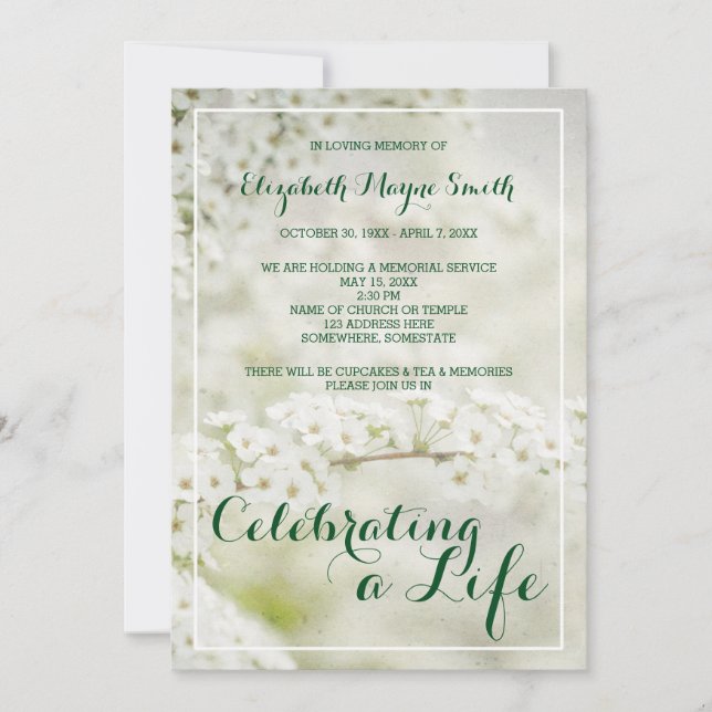 Invitación Servicio conmemorativo que celebra la respiración  (Anverso)