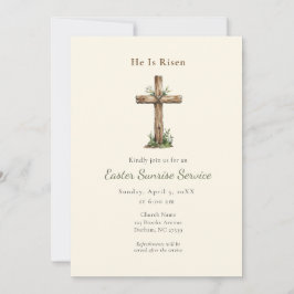 Invitación servicio de amanecer de Pascua de cruz rústica Res