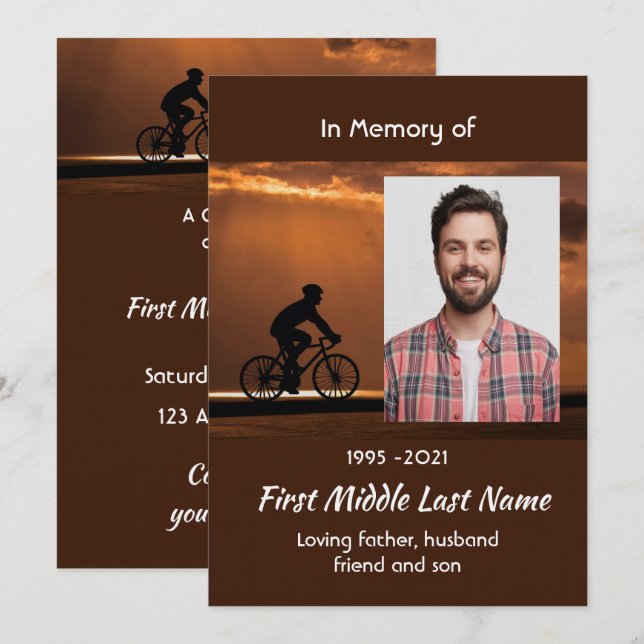 Invitación Servicio de Celebración de la Vida en Bicicleta Ci (Anverso / Reverso)