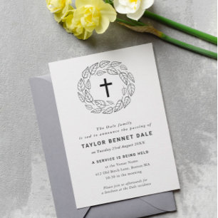 Invitación Servicio de funerales de Cross Leaves