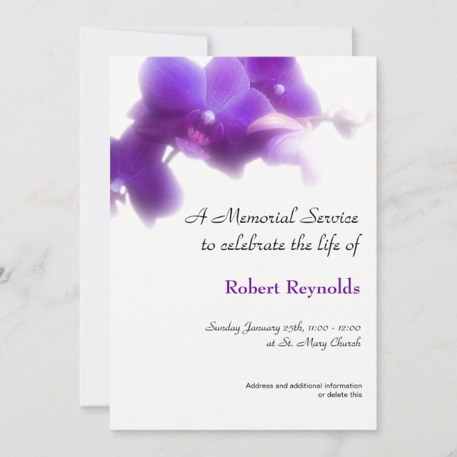 Invitación Servicio de memoria floral simple y elegante (Anverso)