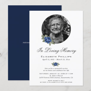 Invitación Servicio de memoria fotográfica floral azul person