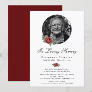 Invitación Servicio de memoria fotográfica floral roja person