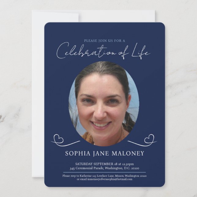 Invitación Servicio de memorias ejército de foto ovalada de c (Anverso)