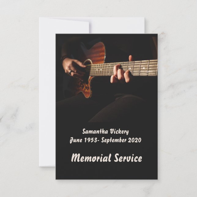 Invitación Servicio de memorias invita a músico guitarrista (Anverso)