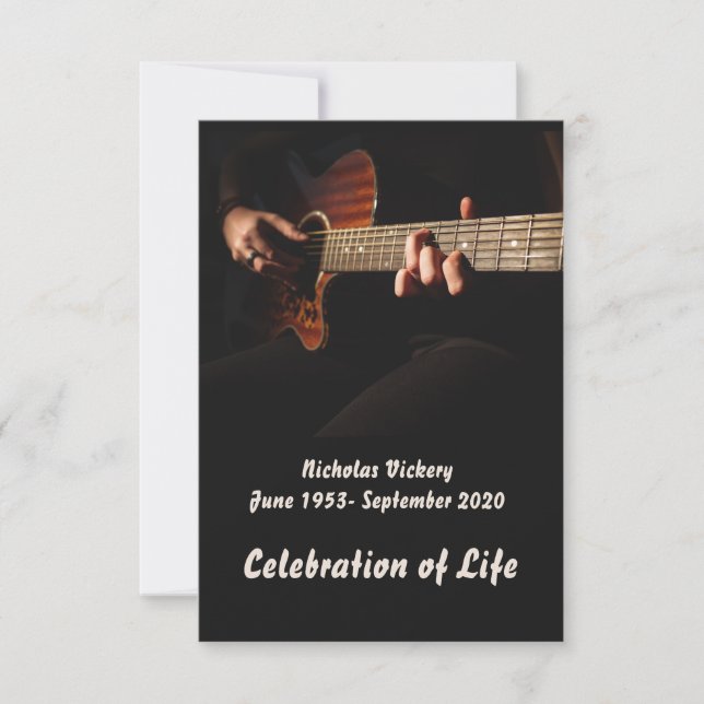 Invitación Servicio de memorias invita a músico guitarrista (Anverso)