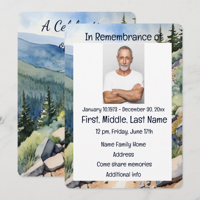 Invitación Servicio de memorias invitan a ciclismo de acuarel (Anverso / Reverso)