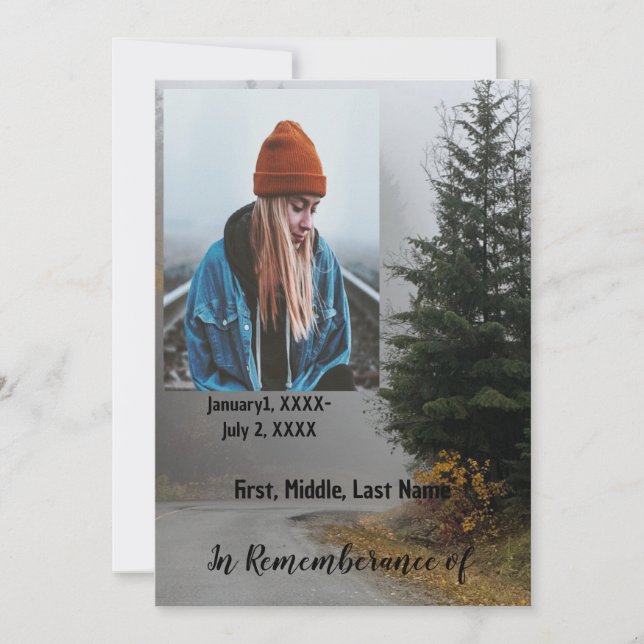 Invitación Servicio de memorias invitan a la niebla de la car (Anverso)