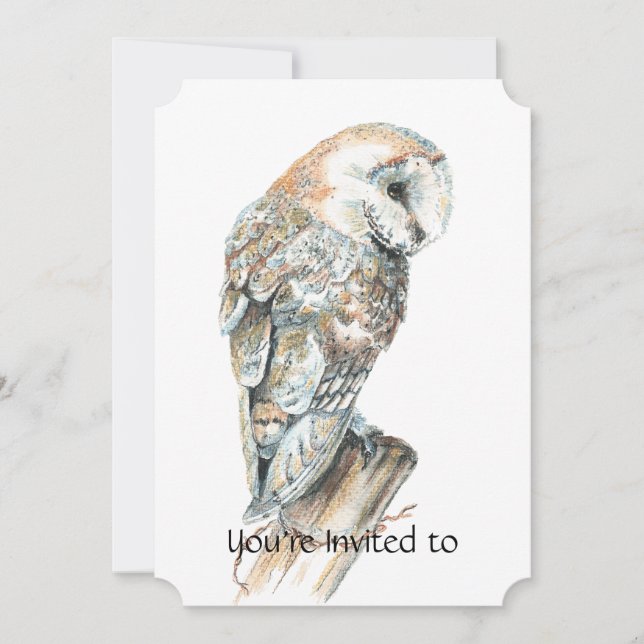 Invitación Servicio de memorias invitan a lechuza acuarela (Anverso)