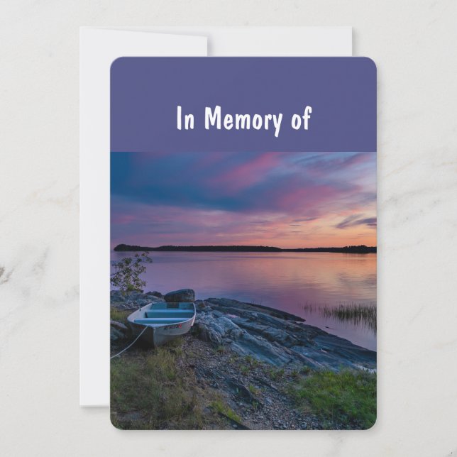 Invitación Servicio de memorias invitan a Ocean Sunset Boat (Anverso)