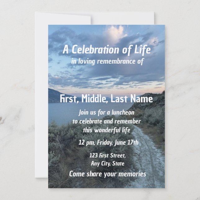 Invitación Servicio de memorias invitan a olas de lagos oceán (Reverso)