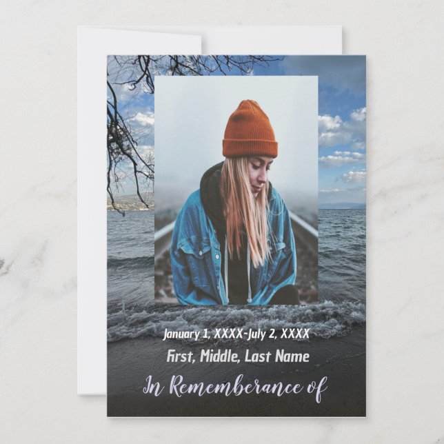 Invitación Servicio de memorias invitan a olas de lagos oceán (Anverso)