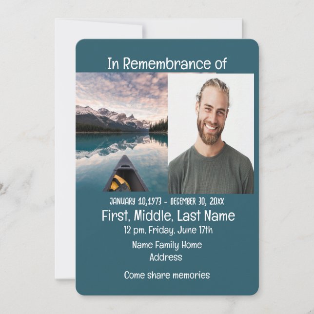 Invitación Servicio de memorias invitan a piragüismo en barco (Anverso)