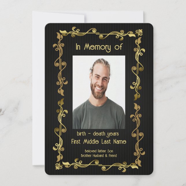 Invitación Servicio de memorias invitan al oro negro moderno  (Anverso)