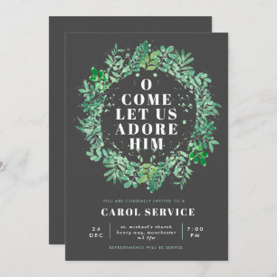 Invitación Servicio de Navidades de la Iglesia de Wreath de c