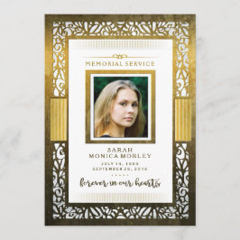 Invitación Servicio en memoria Elegante de la frontera dorada