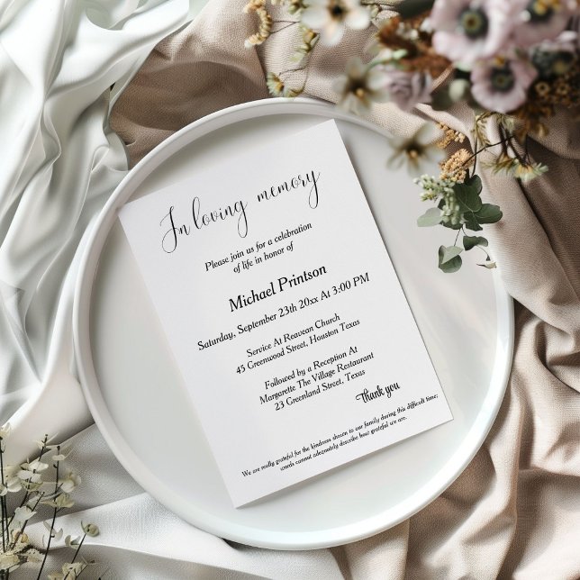 Invitación Servicio en memoria , Funeral, celebración de la v (Subido por el creador)