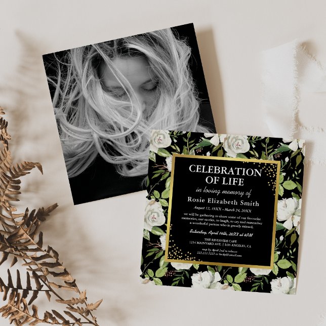 Invitación Servicio en memoria | Funeral elegante de fotos (Subido por el creador)