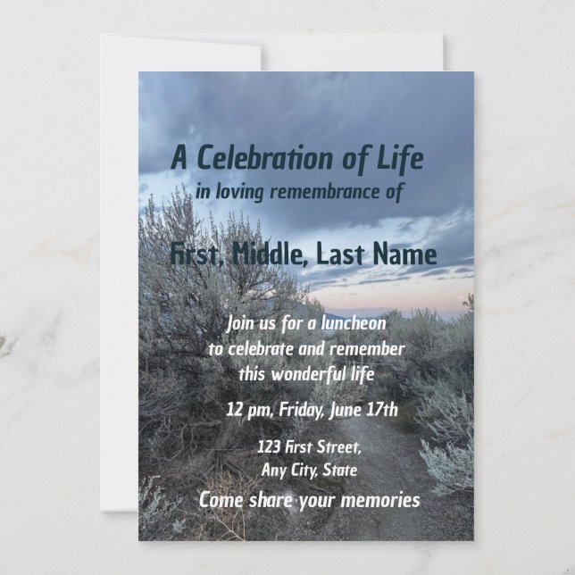 Invitación Servicio en memoria invita a caminar por el sender (Reverso)