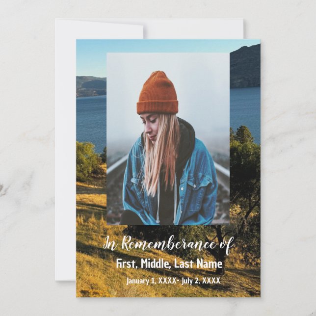 Invitación Servicio en memoria invita a las montañas del lago (Anverso)