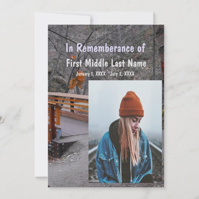 Invitación Servicio en memoria invita a los árboles naturales (Anverso)