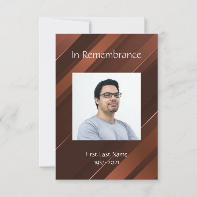 Invitación Servicio en memoria invita a masculine Gold Brown (Anverso)