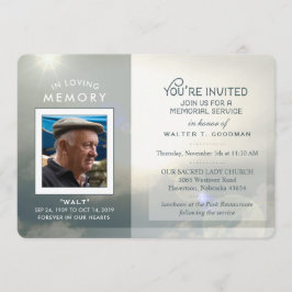 Invitación Servicio en memoria invita a nubes pacíficas azul 