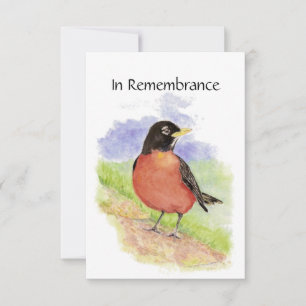 Invitación Servicio en memoria Invitar a la acuarela Robin Bi