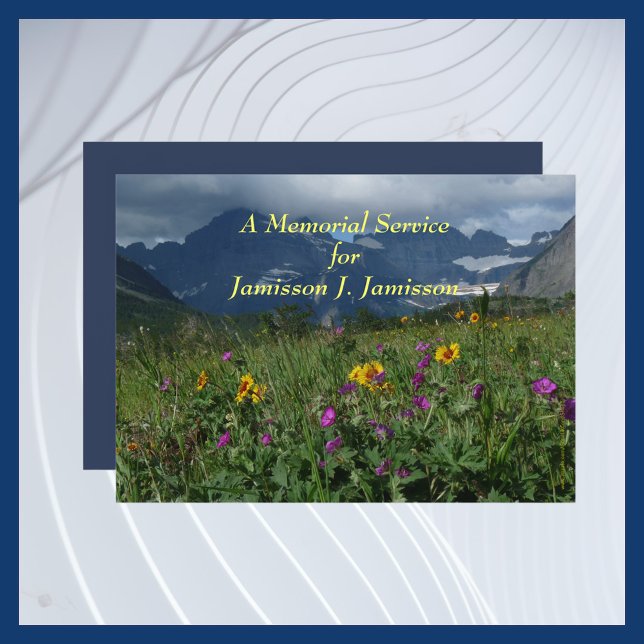 Invitación Servicio en memoria Montaña Flores silvestres pers (Subido por el creador)